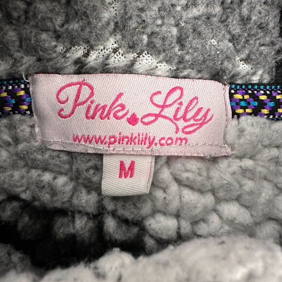 Pink Lily M Buffalo Check Print Sherpa Pullover Quarter Zip Sweater Long Sleeve - Picture 4 of 7